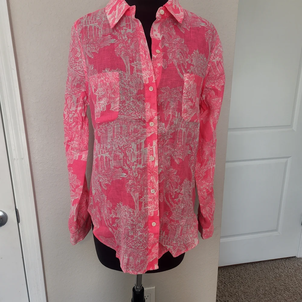 Lilly Pulitzer Vibrant Pink Button-Down Shirt - Picture 4 of 12